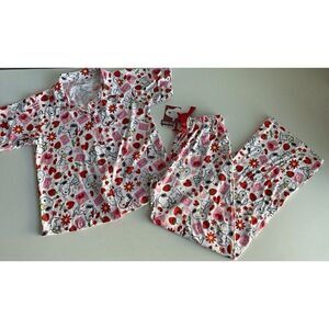 Peanuts SNOOPY Women’s Sz S Pajama PJ Set Short Sleeve Pants Valentines Red NEW‎